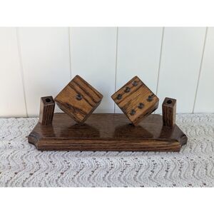 Vintage Wooden Dice Desk Accessory-Pen Holder - 12" Long